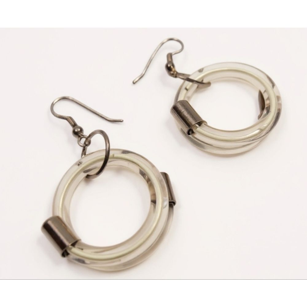 Unique Glass Circle Earrings with Silver Ends